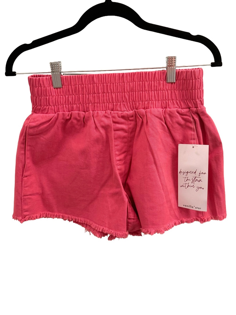 Vanilla Star Hot Pink High Waist Frayed Hem Shorts